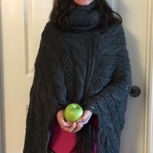 Brand new Super soft cowl neck fringe poncho